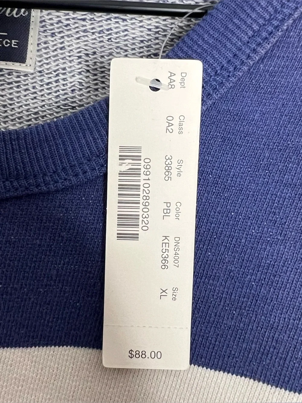 J. Crew Vintage Fleece Nautical Stripes Crewneck Pullover Mens XL Blue NWT